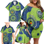 Canberra Raiders NAIDOC Week 2026 Personalised Family Matching Off Shoulder Short Dress and Hawaiian Shirt 50 Years of Deadly Aboriginal Art