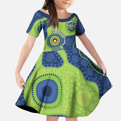 Canberra Raiders NAIDOC Week 2026 Personalised Family Matching Short Sleeve Bodycon Dress and Hawaiian Shirt 50 Years of Deadly Aboriginal Art