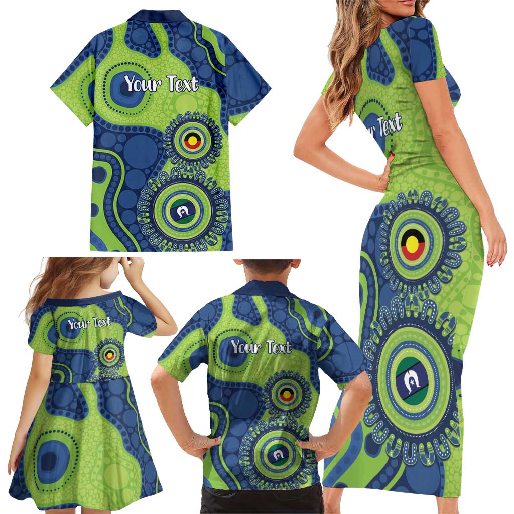 Canberra Raiders NAIDOC Week 2026 Personalised Family Matching Short Sleeve Bodycon Dress and Hawaiian Shirt 50 Years of Deadly Aboriginal Art