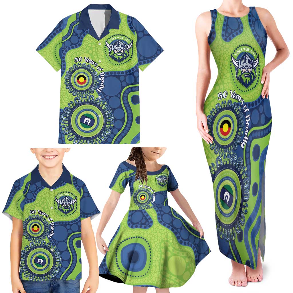 Canberra Raiders NAIDOC Week 2026 Personalised Family Matching Tank Maxi Dress and Hawaiian Shirt 50 Years of Deadly Aboriginal Art