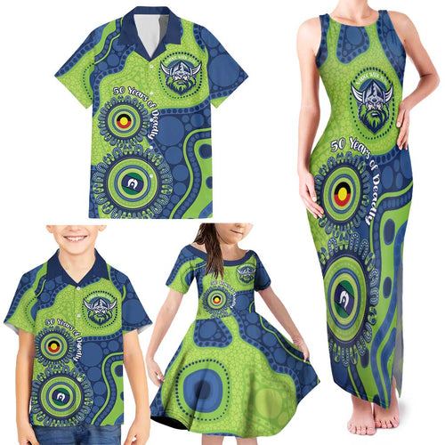 Canberra Raiders NAIDOC Week 2026 Personalised Family Matching Tank Maxi Dress and Hawaiian Shirt 50 Years of Deadly Aboriginal Art