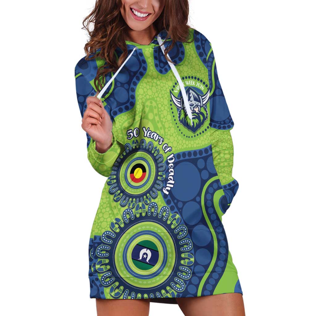 Canberra Raiders NAIDOC Week 2026 Personalised Hoodie Dress 50 Years of Deadly Aboriginal Art
