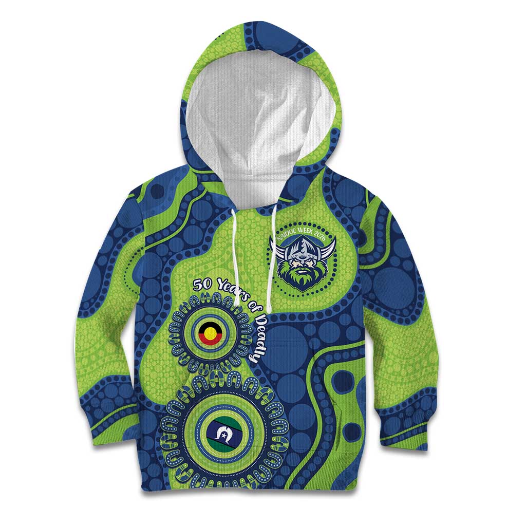Canberra Raiders NAIDOC Week 2026 Personalised Kid Hoodie 50 Years of Deadly Aboriginal Art