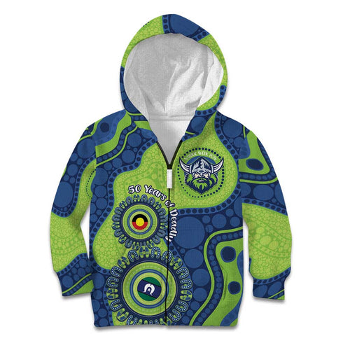 Canberra Raiders NAIDOC Week 2026 Personalised Kid Hoodie 50 Years of Deadly Aboriginal Art