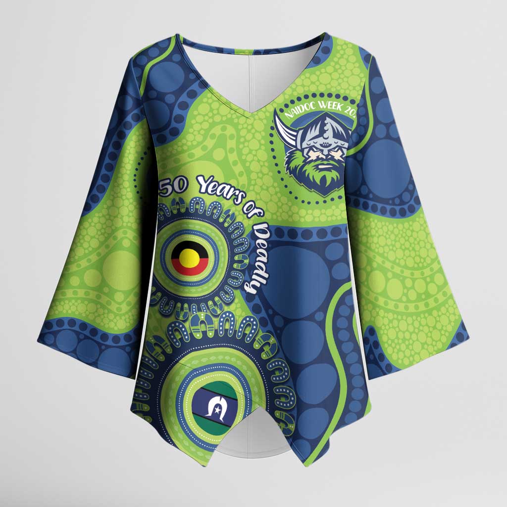 Canberra Raiders NAIDOC Week 2026 Personalised Kimono Sleeve Blouse 50 Years of Deadly Aboriginal Art