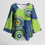 Canberra Raiders NAIDOC Week 2026 Personalised Kimono Sleeve Blouse 50 Years of Deadly Aboriginal Art
