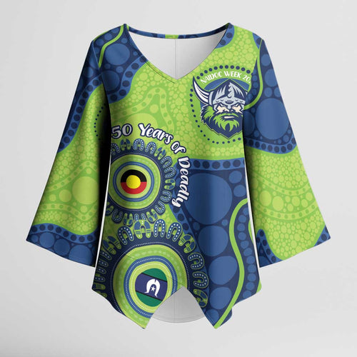 Canberra Raiders NAIDOC Week 2026 Personalised Kimono Sleeve Blouse 50 Years of Deadly Aboriginal Art