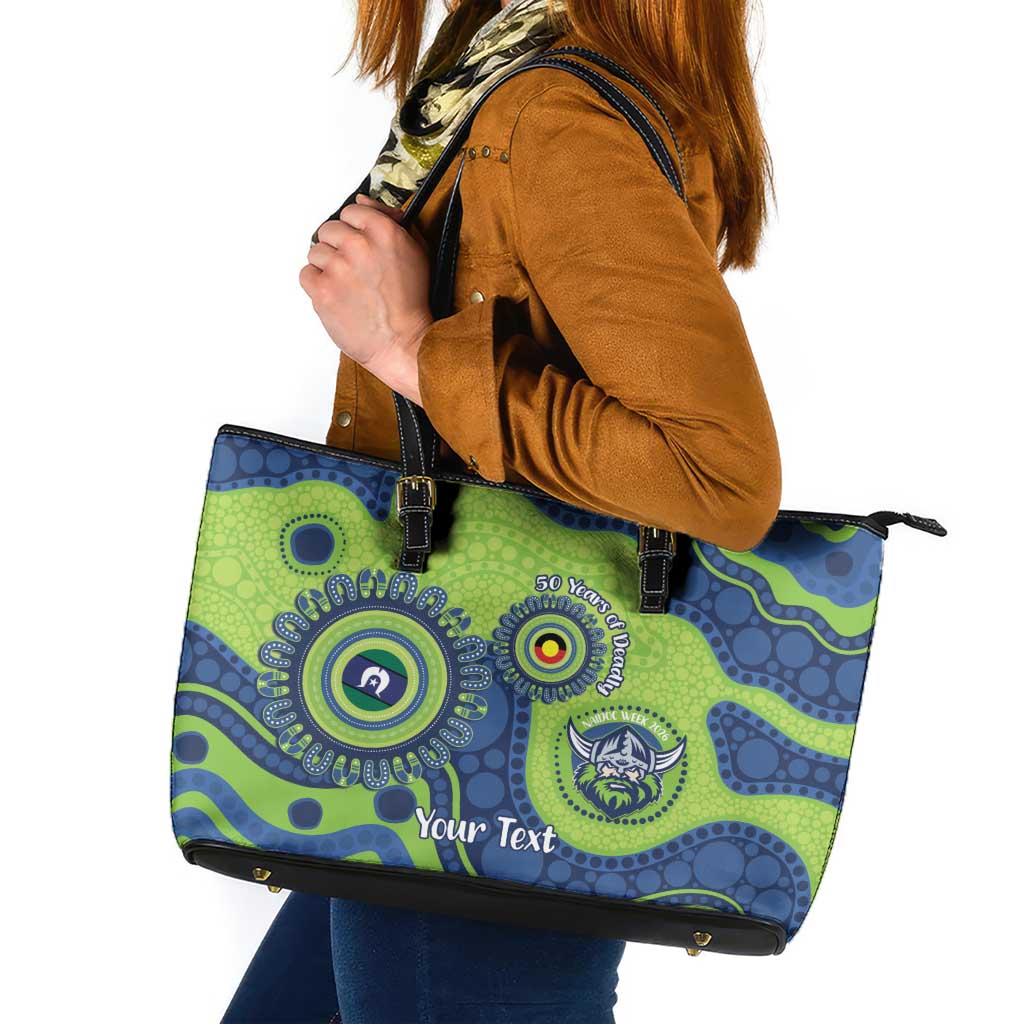 Canberra Raiders NAIDOC Week 2026 Personalised Leather Tote Bag 50 Years of Deadly Aboriginal Art