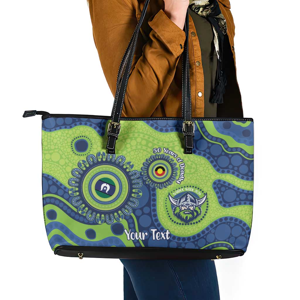 Canberra Raiders NAIDOC Week 2026 Personalised Leather Tote Bag 50 Years of Deadly Aboriginal Art