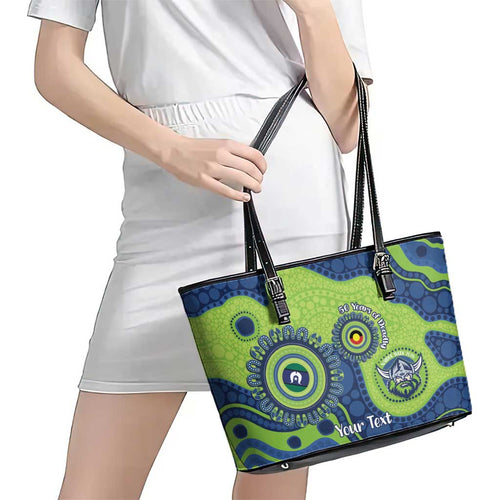 Canberra Raiders NAIDOC Week 2026 Personalised Leather Tote Bag 50 Years of Deadly Aboriginal Art