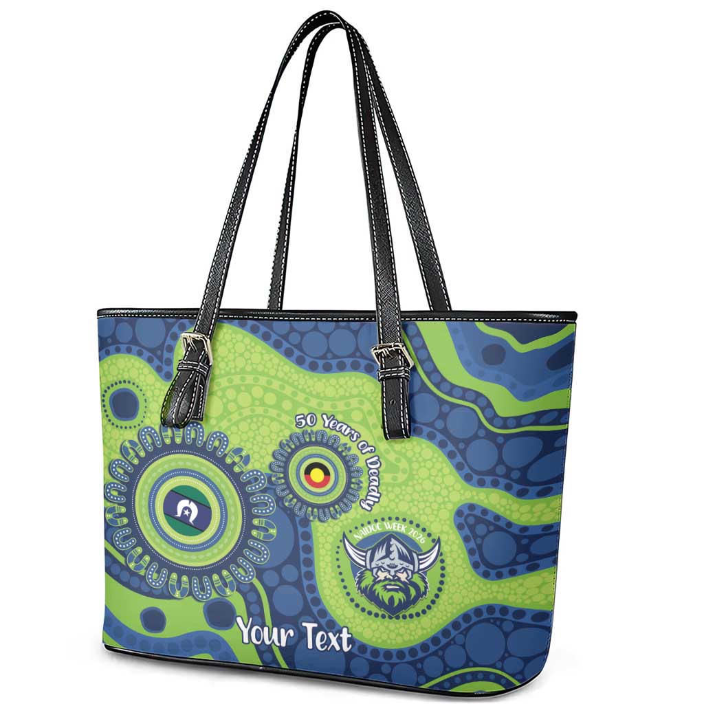Canberra Raiders NAIDOC Week 2026 Personalised Leather Tote Bag 50 Years of Deadly Aboriginal Art
