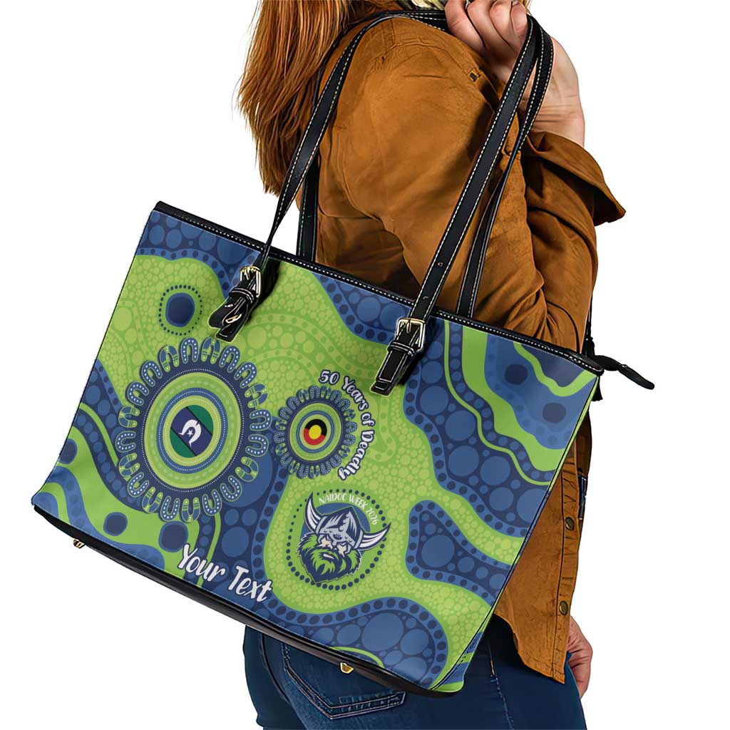 Canberra Raiders NAIDOC Week 2026 Personalised Leather Tote Bag 50 Years of Deadly Aboriginal Art