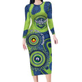 Canberra Raiders NAIDOC Week 2026 Personalised Long Sleeve Bodycon Dress 50 Years of Deadly Aboriginal Art