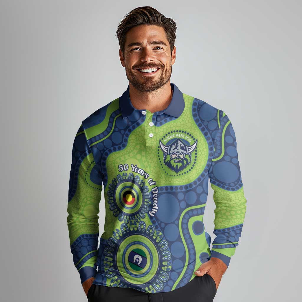 Canberra Raiders NAIDOC Week 2026 Personalised Long Sleeve Polo Shirt 50 Years of Deadly Aboriginal Art
