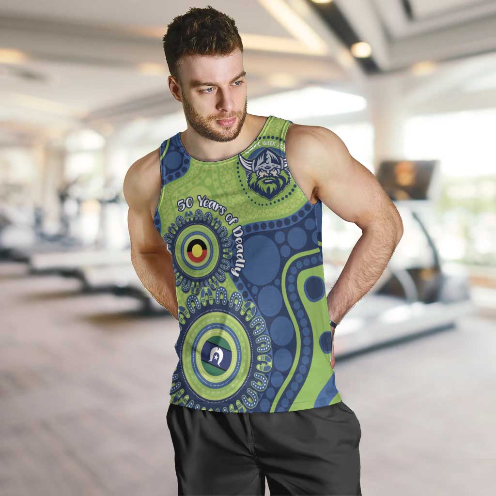 Canberra Raiders NAIDOC Week 2026 Personalised Men Tank Top 50 Years of Deadly Aboriginal Art