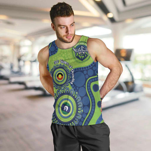 Canberra Raiders NAIDOC Week 2026 Personalised Men Tank Top 50 Years of Deadly Aboriginal Art