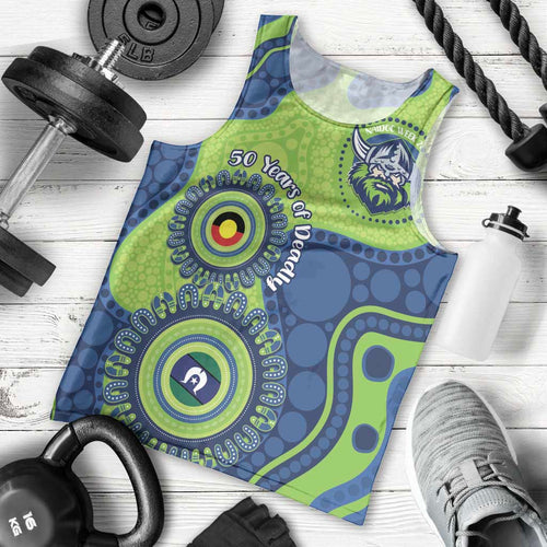 Canberra Raiders NAIDOC Week 2026 Personalised Men Tank Top 50 Years of Deadly Aboriginal Art