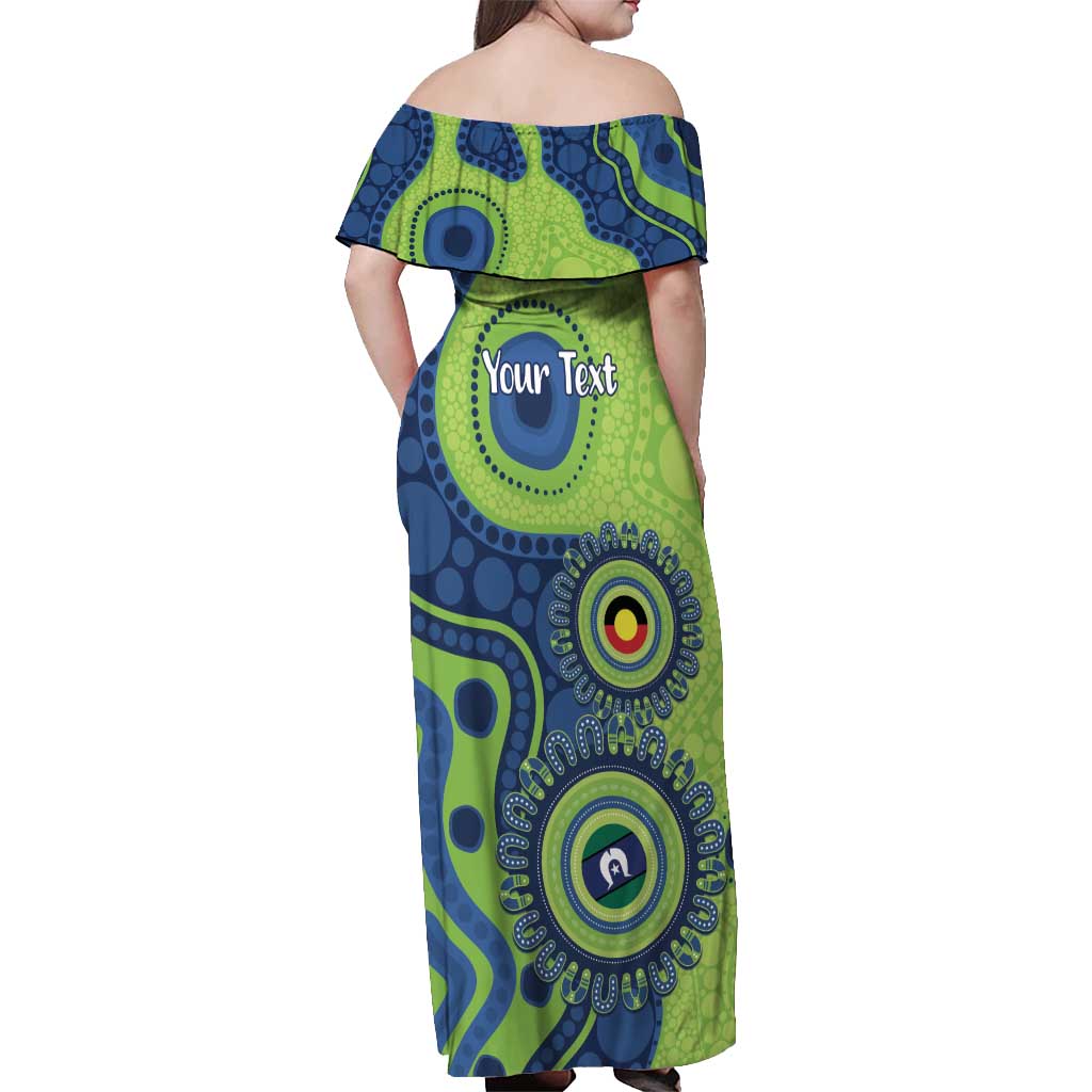 Canberra Raiders NAIDOC Week 2026 Personalised Off Shoulder Maxi Dress 50 Years of Deadly Aboriginal Art