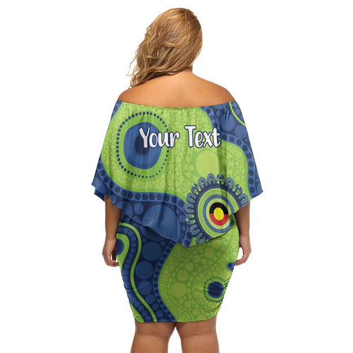 Canberra Raiders NAIDOC Week 2026 Personalised Off Shoulder Short Dress 50 Years of Deadly Aboriginal Art