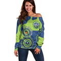 Canberra Raiders NAIDOC Week 2026 Personalised Off Shoulder Sweater 50 Years of Deadly Aboriginal Art