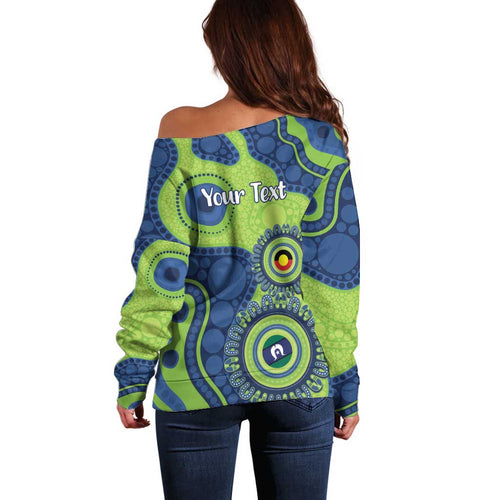 Canberra Raiders NAIDOC Week 2026 Personalised Off Shoulder Sweater 50 Years of Deadly Aboriginal Art