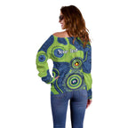 Canberra Raiders NAIDOC Week 2026 Personalised Off Shoulder Sweater 50 Years of Deadly Aboriginal Art