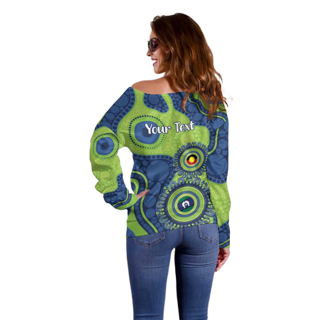 Canberra Raiders NAIDOC Week 2026 Personalised Off Shoulder Sweater 50 Years of Deadly Aboriginal Art