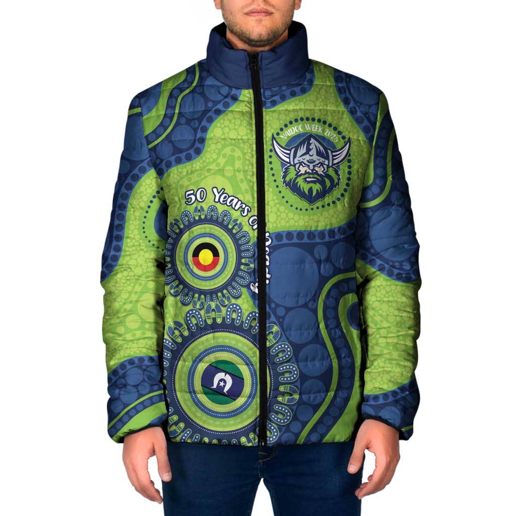 Canberra Raiders NAIDOC Week 2026 Personalised Padded Jacket 50 Years of Deadly Aboriginal Art