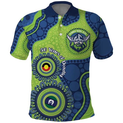 Canberra Raiders NAIDOC Week 2026 Personalised Polo Shirt 50 Years of Deadly Aboriginal Art