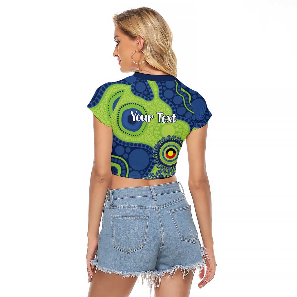 Canberra Raiders NAIDOC Week 2026 Personalised Raglan Cropped T Shirt 50 Years of Deadly Aboriginal Art