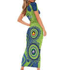 Canberra Raiders NAIDOC Week 2026 Personalised Short Sleeve Bodycon Dress 50 Years of Deadly Aboriginal Art
