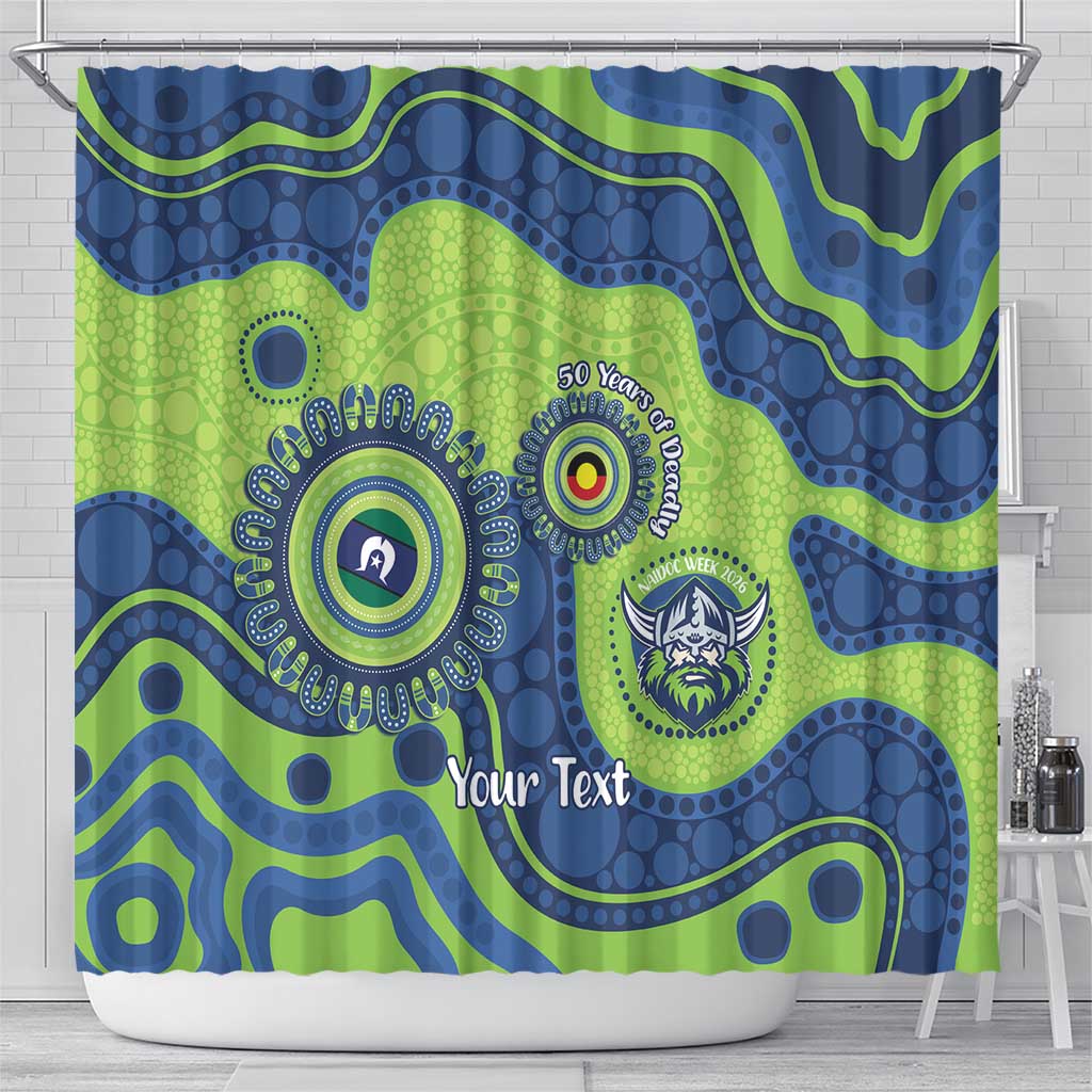 Canberra Raiders NAIDOC Week 2026 Personalised Shower Curtain 50 Years of Deadly Aboriginal Art