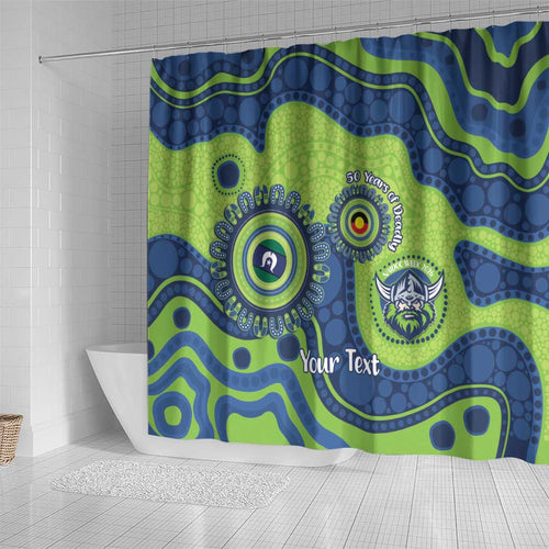 Canberra Raiders NAIDOC Week 2026 Personalised Shower Curtain 50 Years of Deadly Aboriginal Art