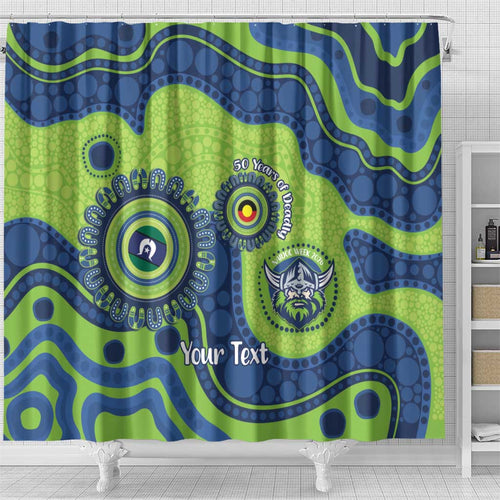 Canberra Raiders NAIDOC Week 2026 Personalised Shower Curtain 50 Years of Deadly Aboriginal Art