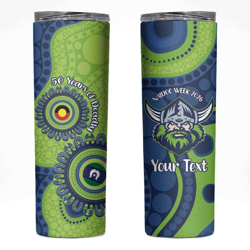 Canberra Raiders NAIDOC Week 2026 Personalised Skinny Tumbler 50 Years of Deadly Aboriginal Art