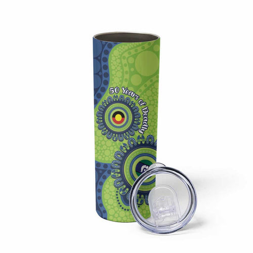 Canberra Raiders NAIDOC Week 2026 Personalised Skinny Tumbler 50 Years of Deadly Aboriginal Art