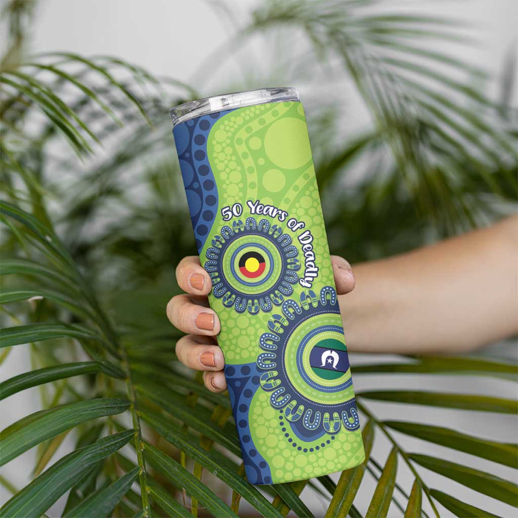Canberra Raiders NAIDOC Week 2026 Personalised Skinny Tumbler 50 Years of Deadly Aboriginal Art