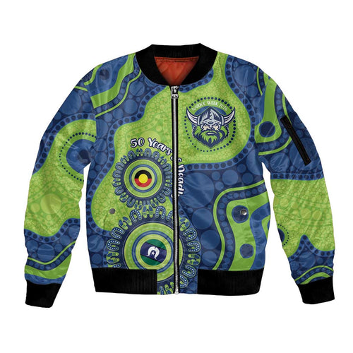 Canberra Raiders NAIDOC Week 2026 Personalised Sleeve Zip Bomber Jacket 50 Years of Deadly Aboriginal Art
