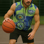 Canberra Raiders NAIDOC Week 2026 Personalised Sleeveless Zip Hoodie 50 Years of Deadly Aboriginal Art