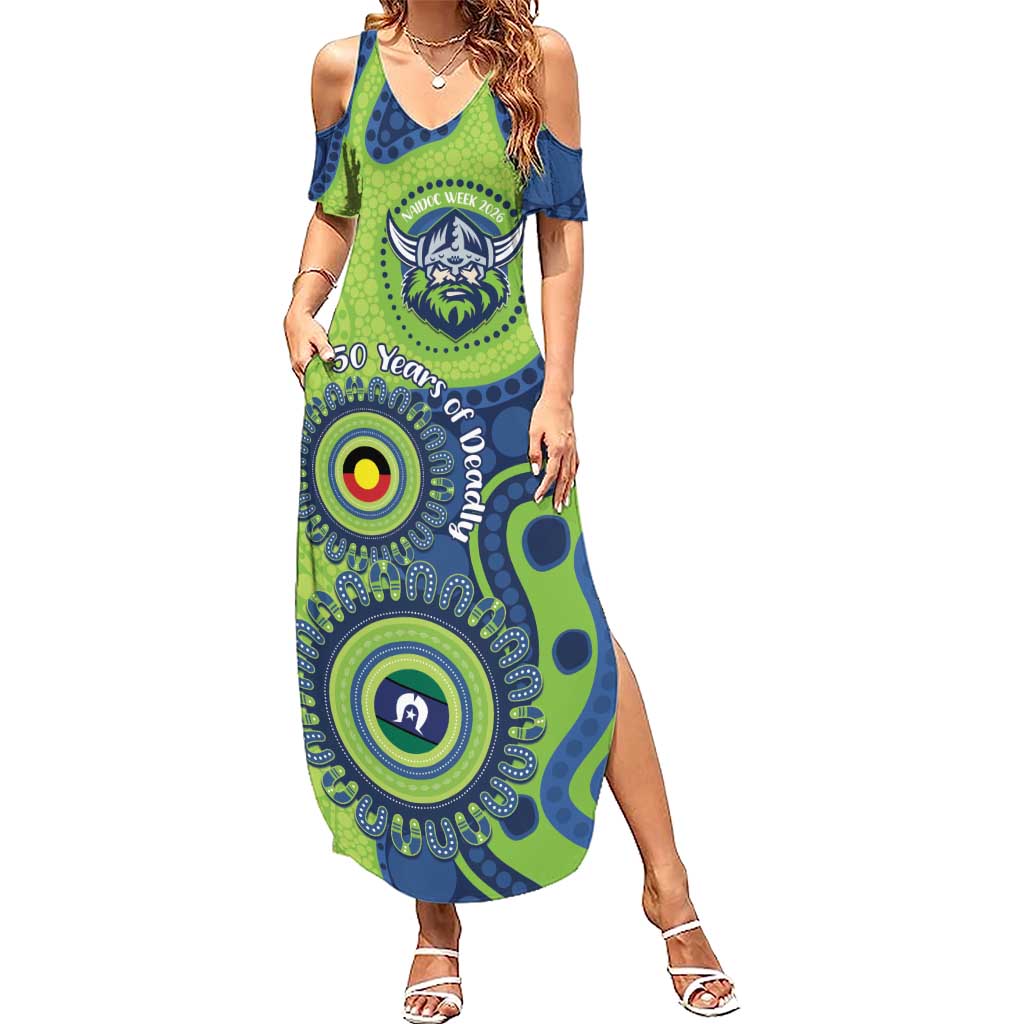 Canberra Raiders NAIDOC Week 2026 Personalised Summer Maxi Dress 50 Years of Deadly Aboriginal Art