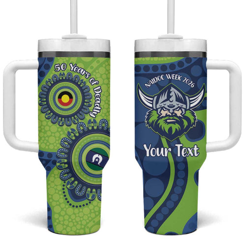 Canberra Raiders NAIDOC Week 2026 Personalised Tumbler With Handle 50 Years of Deadly Aboriginal Art