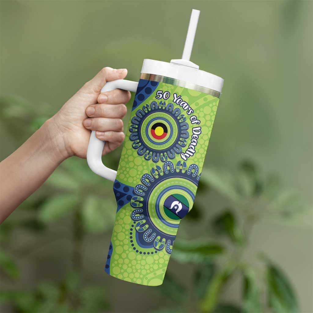 Canberra Raiders NAIDOC Week 2026 Personalised Tumbler With Handle 50 Years of Deadly Aboriginal Art