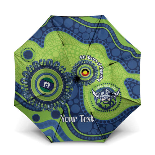 Canberra Raiders NAIDOC Week 2026 Personalised Umbrella 50 Years of Deadly Aboriginal Art