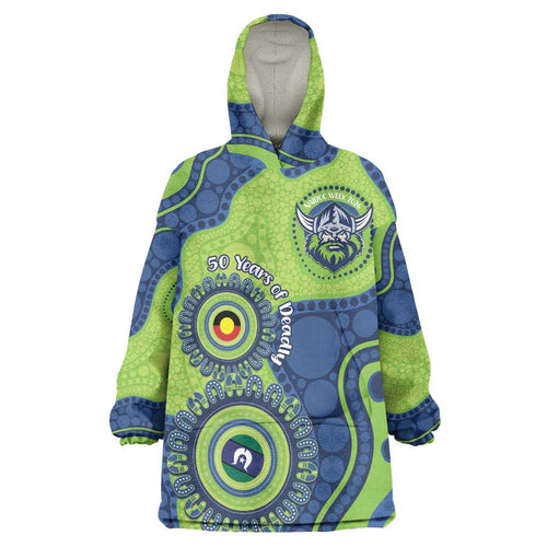 Canberra Raiders NAIDOC Week 2026 Personalised Wearable Blanket Hoodie 50 Years of Deadly Aboriginal Art