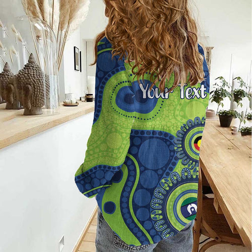 Canberra Raiders NAIDOC Week 2026 Personalised Women Casual Shirt 50 Years of Deadly Aboriginal Art
