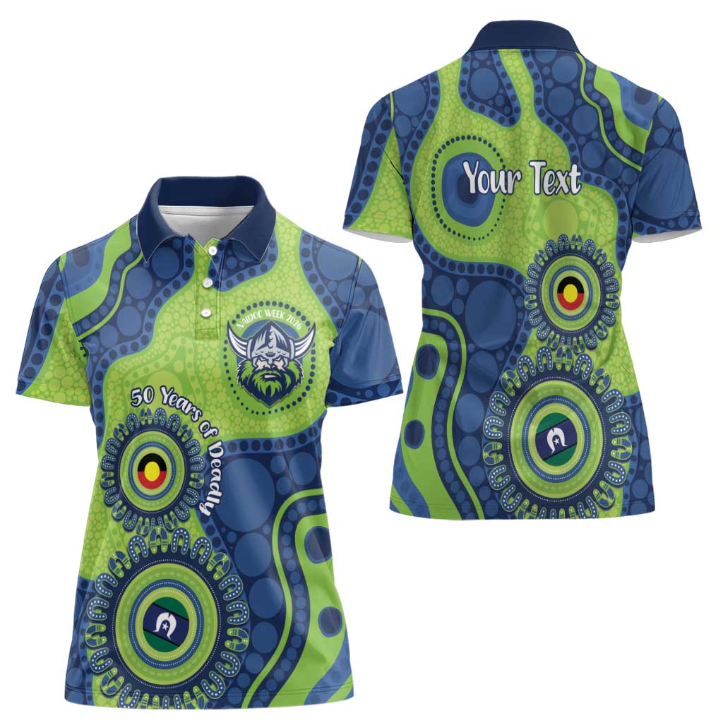 Canberra Raiders NAIDOC Week 2026 Personalised Women Polo Shirt 50 Years of Deadly Aboriginal Art