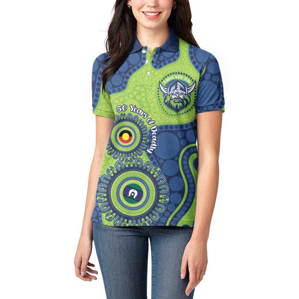 Canberra Raiders NAIDOC Week 2026 Personalised Women Polo Shirt 50 Years of Deadly Aboriginal Art