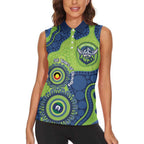 Canberra Raiders NAIDOC Week 2026 Personalised Women Sleeveless Polo Shirt 50 Years of Deadly Aboriginal Art