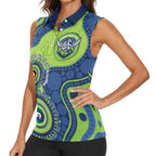 Canberra Raiders NAIDOC Week 2026 Personalised Women Sleeveless Polo Shirt 50 Years of Deadly Aboriginal Art
