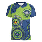 Canberra Raiders NAIDOC Week 2026 Personalised Women V-Neck T-Shirt 50 Years of Deadly Aboriginal Art